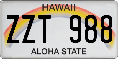 HI license plate ZZT988