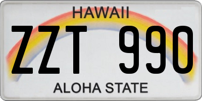 HI license plate ZZT990