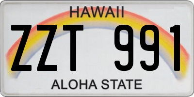 HI license plate ZZT991