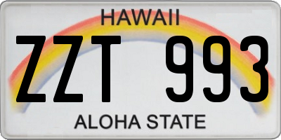 HI license plate ZZT993