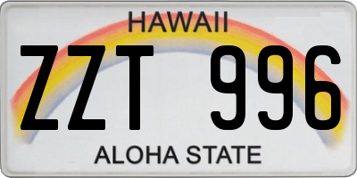 HI license plate ZZT996