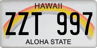 HI license plate ZZT997