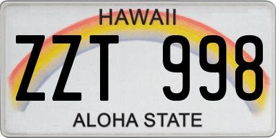 HI license plate ZZT998