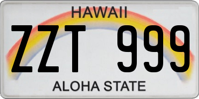 HI license plate ZZT999