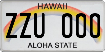 HI license plate ZZU000