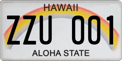 HI license plate ZZU001