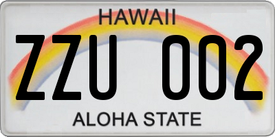 HI license plate ZZU002