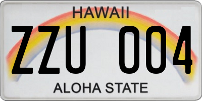 HI license plate ZZU004