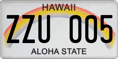 HI license plate ZZU005