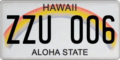 HI license plate ZZU006