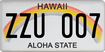 HI license plate ZZU007