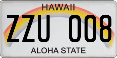 HI license plate ZZU008