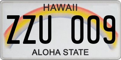 HI license plate ZZU009