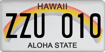 HI license plate ZZU010