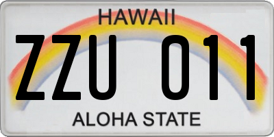 HI license plate ZZU011