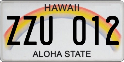 HI license plate ZZU012