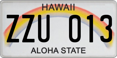 HI license plate ZZU013