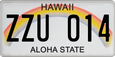 HI license plate ZZU014