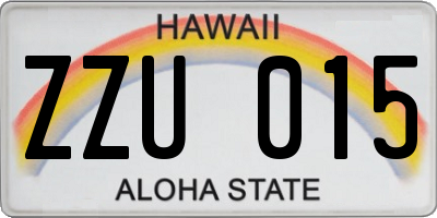 HI license plate ZZU015