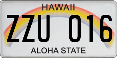 HI license plate ZZU016