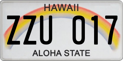 HI license plate ZZU017