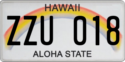 HI license plate ZZU018