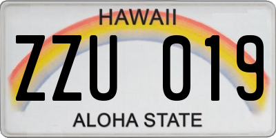 HI license plate ZZU019