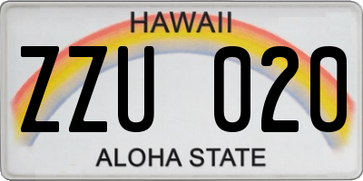 HI license plate ZZU020