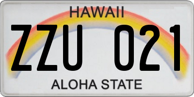 HI license plate ZZU021