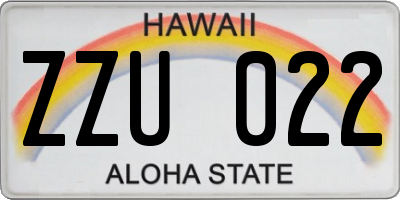 HI license plate ZZU022