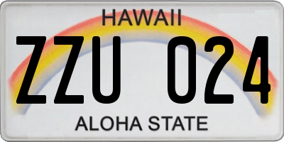 HI license plate ZZU024