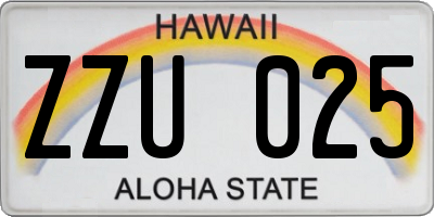 HI license plate ZZU025