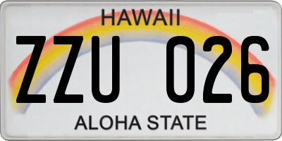 HI license plate ZZU026