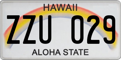 HI license plate ZZU029