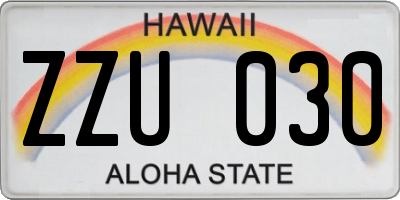 HI license plate ZZU030