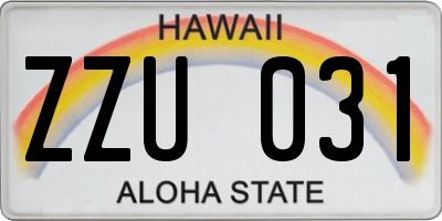 HI license plate ZZU031