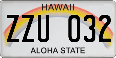 HI license plate ZZU032