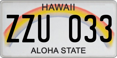 HI license plate ZZU033