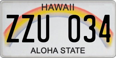 HI license plate ZZU034