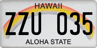 HI license plate ZZU035