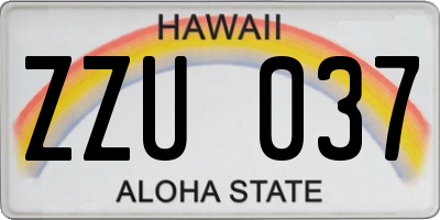 HI license plate ZZU037