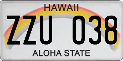 HI license plate ZZU038