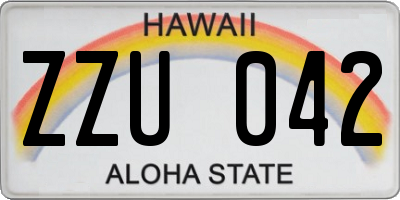 HI license plate ZZU042