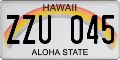 HI license plate ZZU045