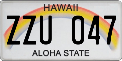 HI license plate ZZU047