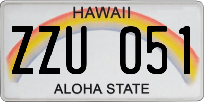 HI license plate ZZU051