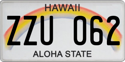 HI license plate ZZU062