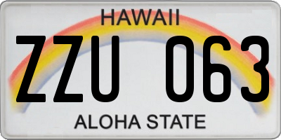 HI license plate ZZU063