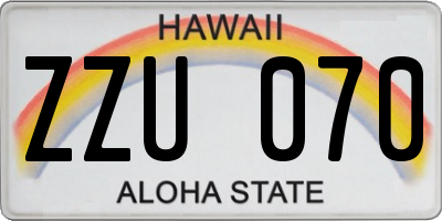 HI license plate ZZU070