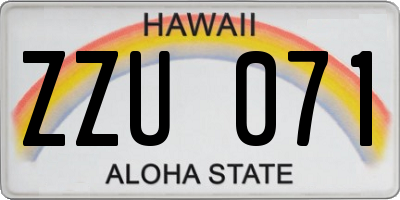 HI license plate ZZU071